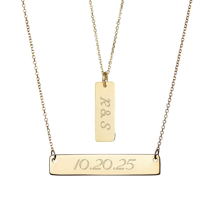 Engravable Layered Name Bar Necklace