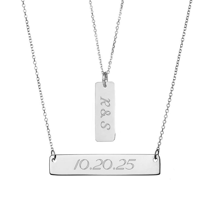 Engravable Layered Name Bar Necklace
