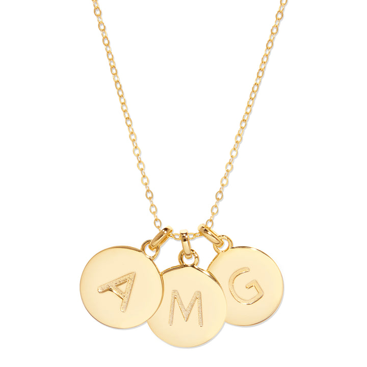 Three Initial Disc Necklace