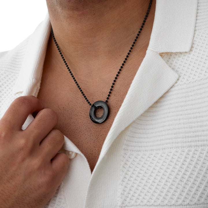 Men's Engravable Black Stainless Steel Circle Pendant – Mill Rock East