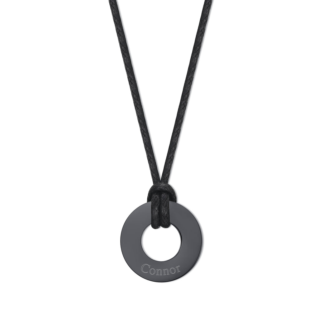 Engravable Black Circle Pendant - Image 1