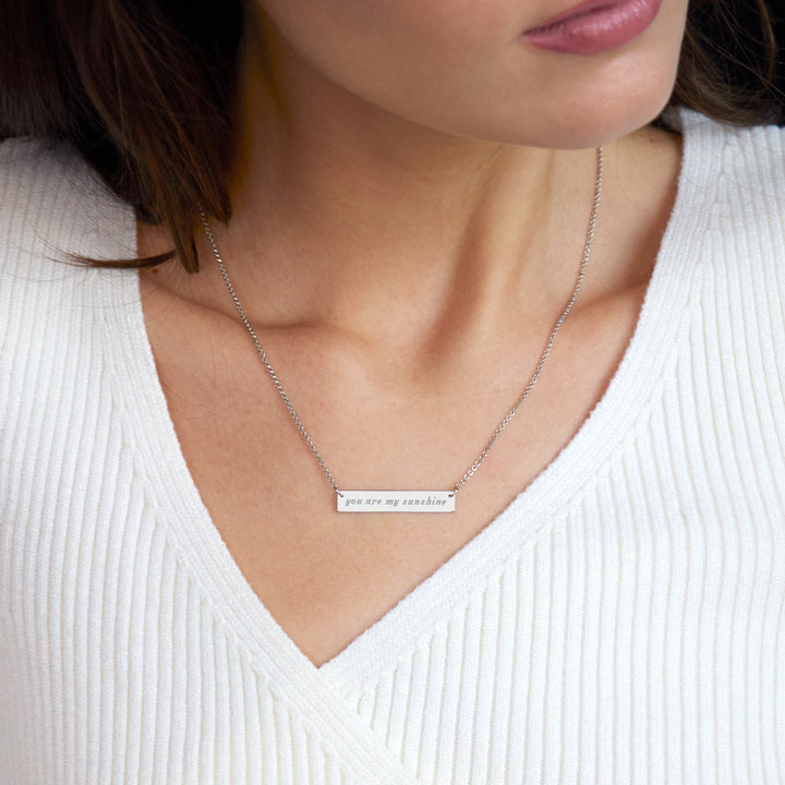 Sterling Silver You Are My Sunshine Bar Necklace