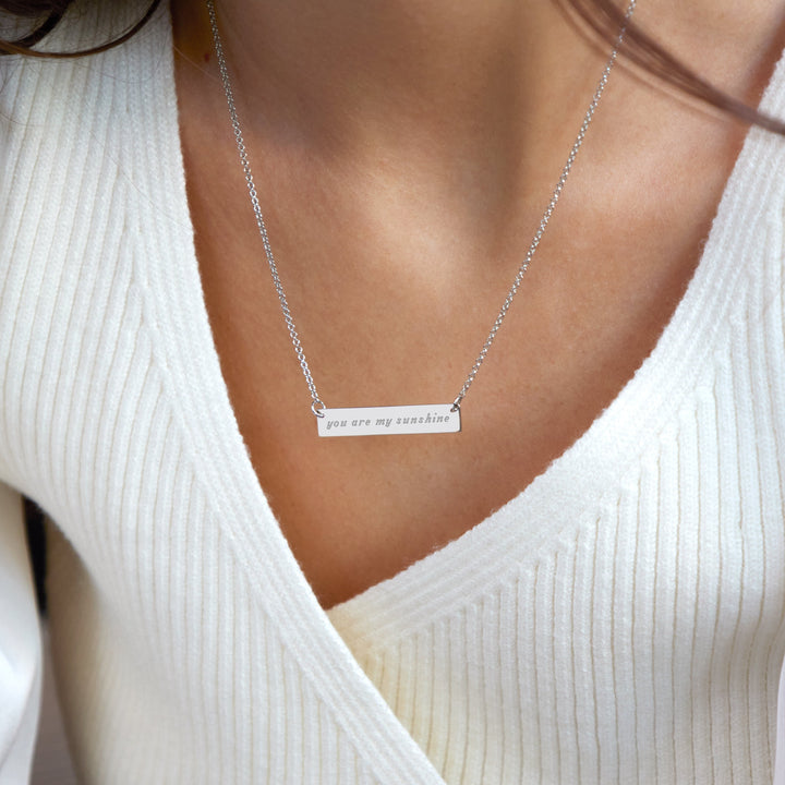 Sterling Silver You Are My Sunshine Bar Necklace