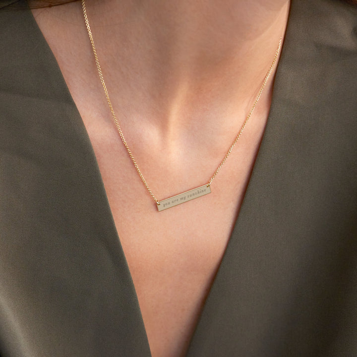 Gold You Are My Sunshine Bar Necklace