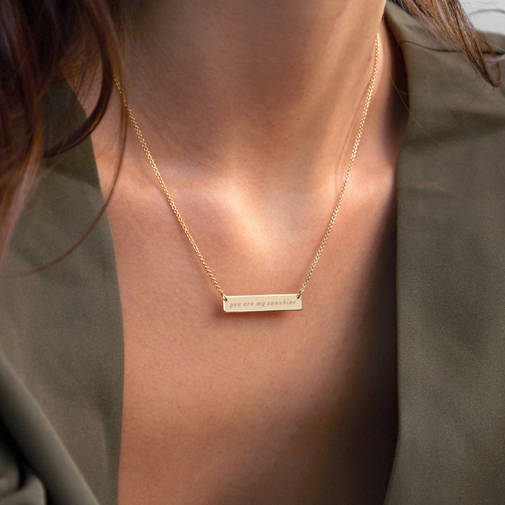 Gold You Are My Sunshine Bar Necklace