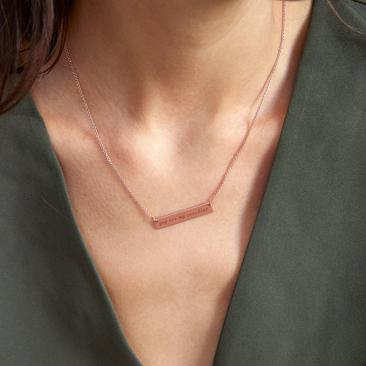 Rose Gold You Are My Sunshine Bar Necklace