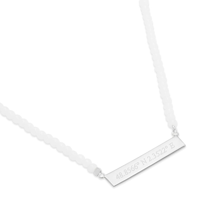 Engravable White Agate Coordinate Bar Necklace