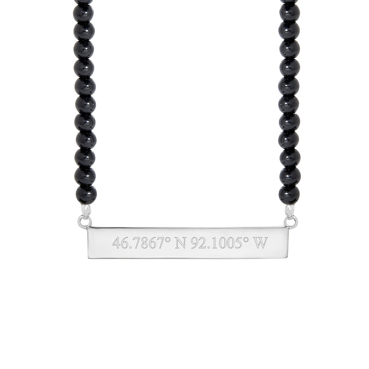 Engravable Black Onyx Coordinate Bar Necklace