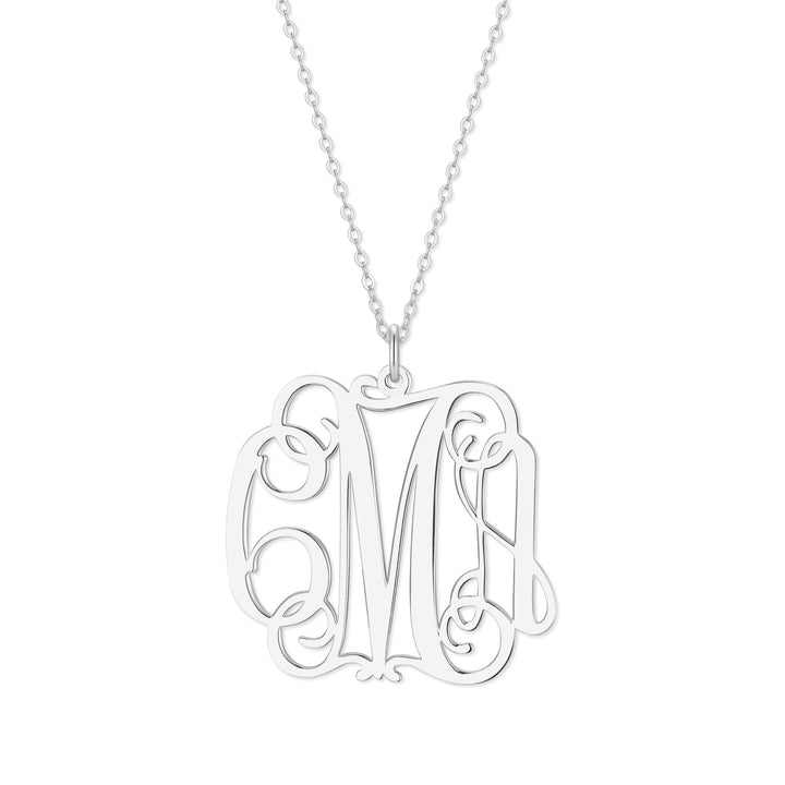 Custom Fancy Script Monogram Necklace