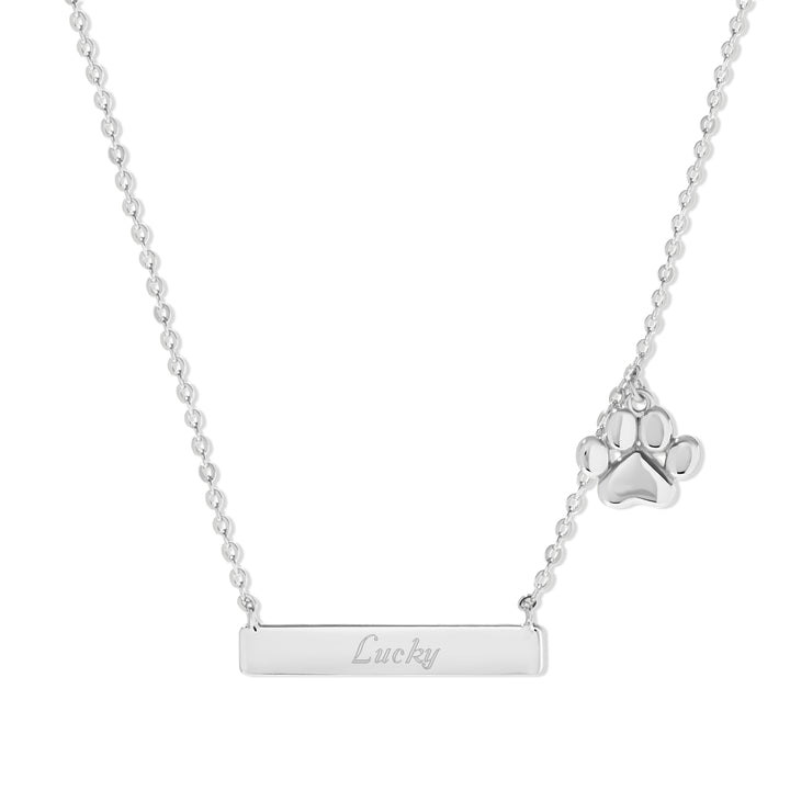 Sterling Silver Engravable Bar Pet Charm Necklace