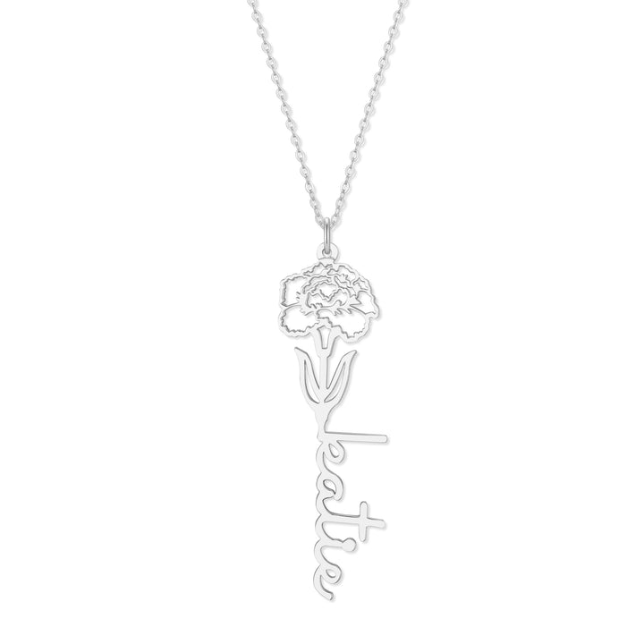Birth Flower Name Necklace
