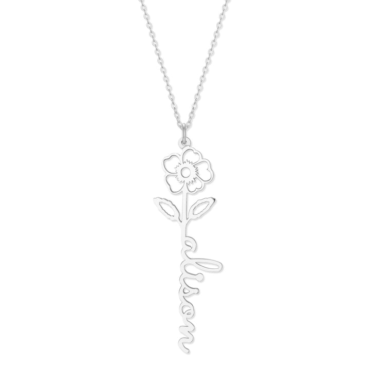 Birth Flower Name Necklace