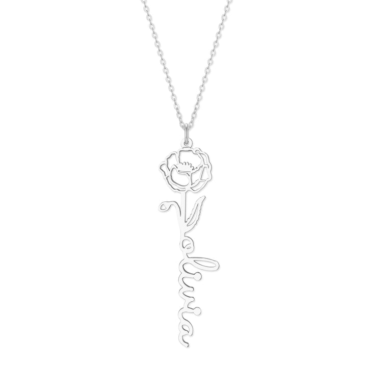 Birth Flower Name Necklace