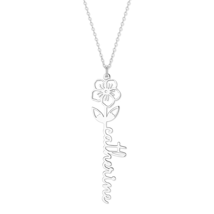 Birth Flower Name Necklace
