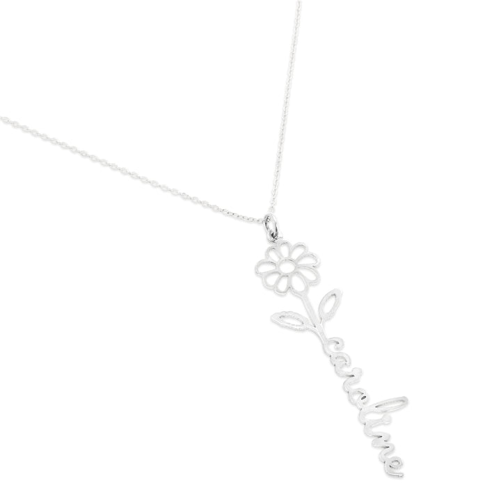 April Birth Flower Name Necklace - Daisy