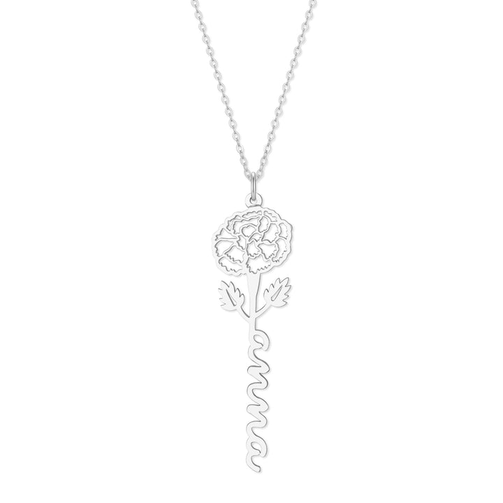 Birth Flower Name Necklace