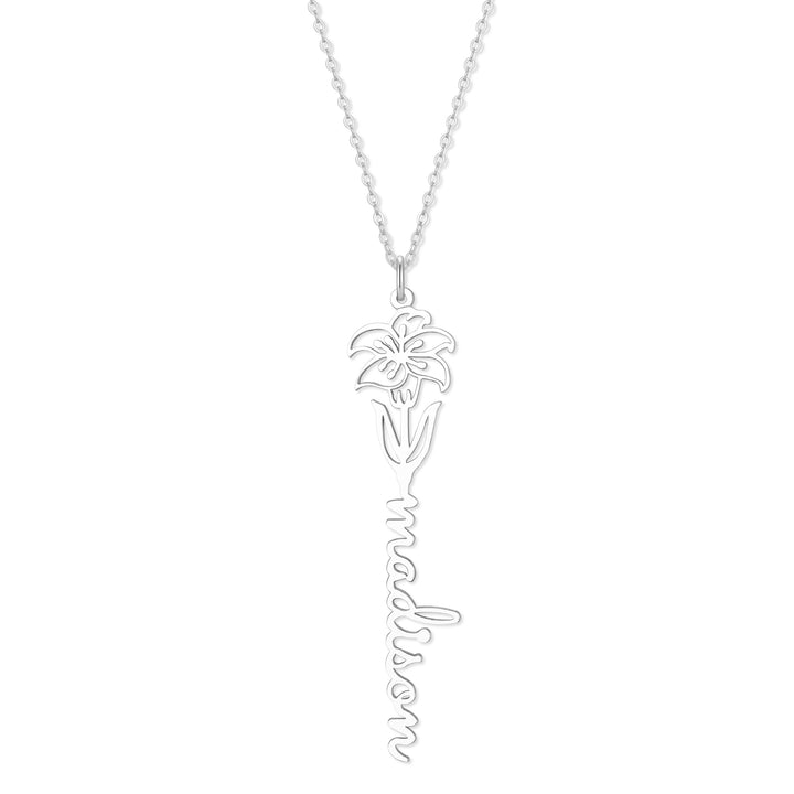 Birth Flower Name Necklace
