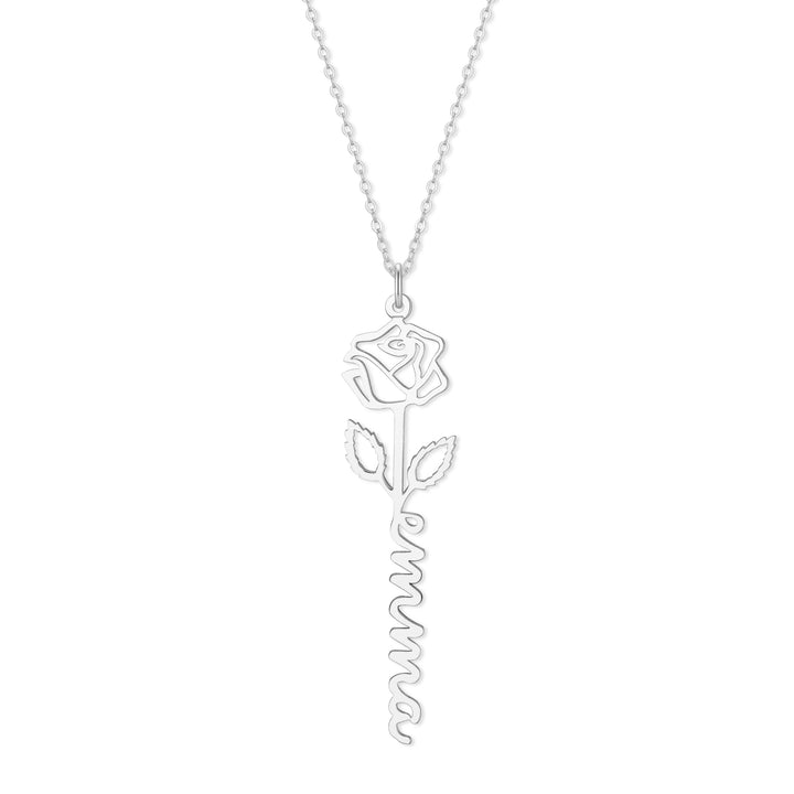 Birth Flower Name Necklace