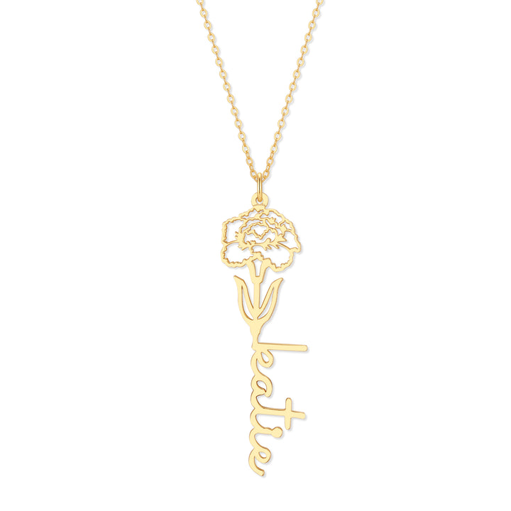 Birth Flower Name Necklace
