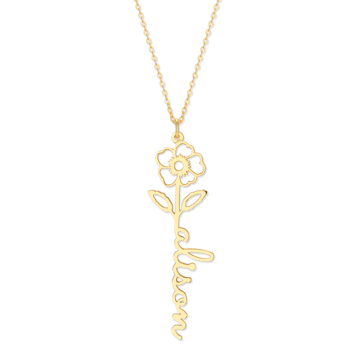 Birth Flower Name Necklace