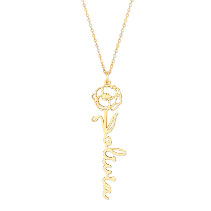 Birth Flower Name Necklace
