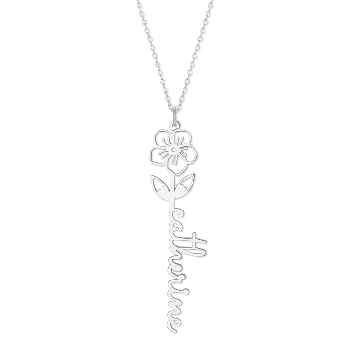 Birth Flower Name Necklace