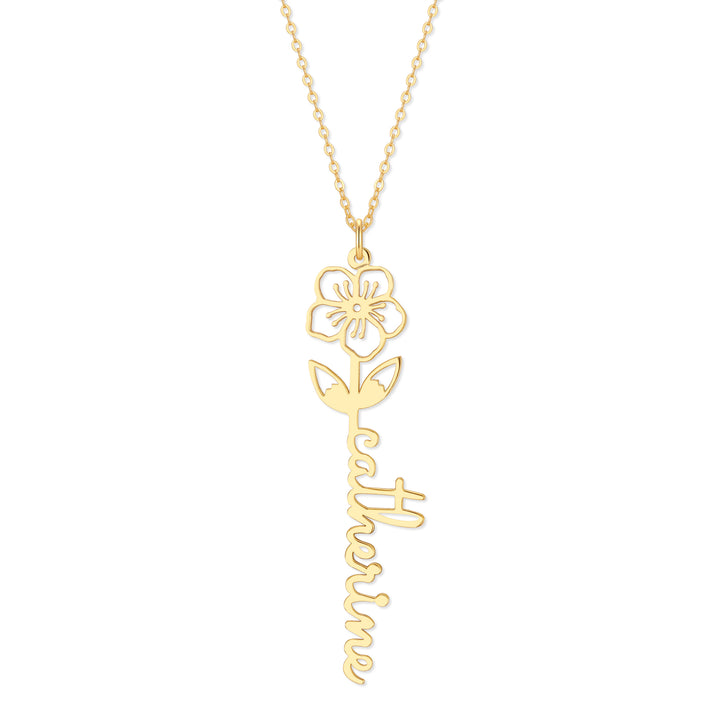 Birth Flower Name Necklace