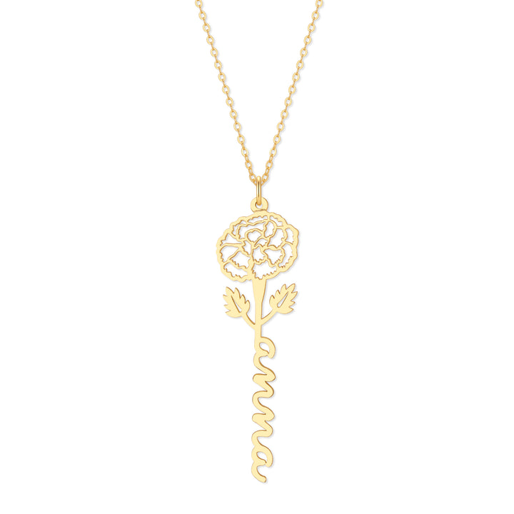 Birth Flower Name Necklace