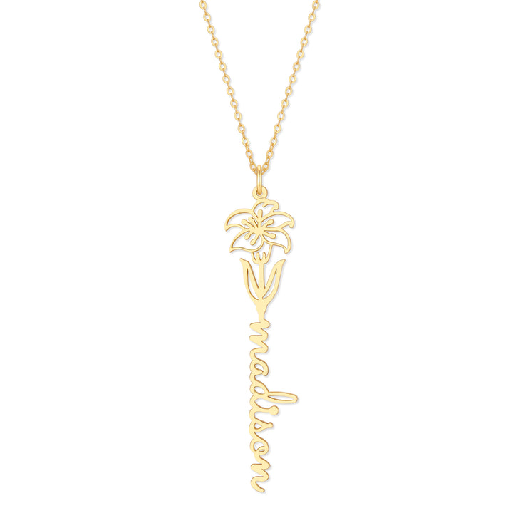 Birth Flower Name Necklace
