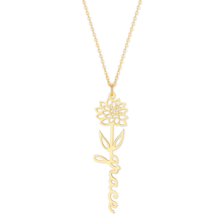 Birth Flower Name Necklace