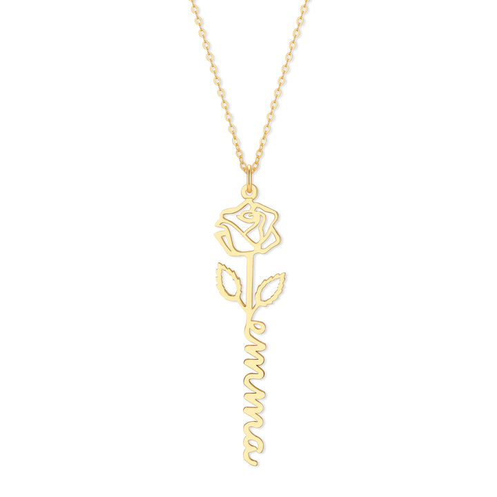 Birth Flower Name Necklace