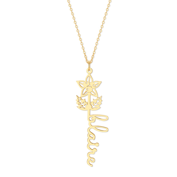 Birth Flower Name Necklace