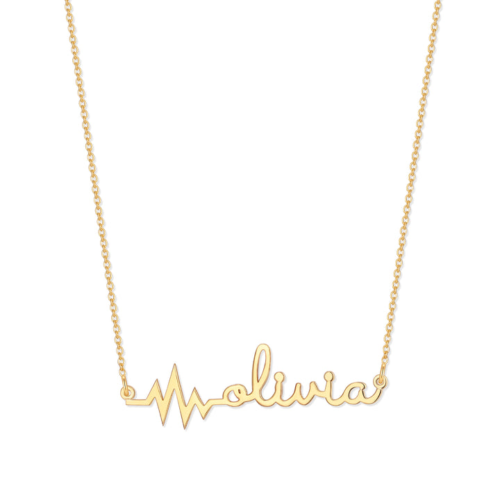 Heart Beat Gold Name Necklace