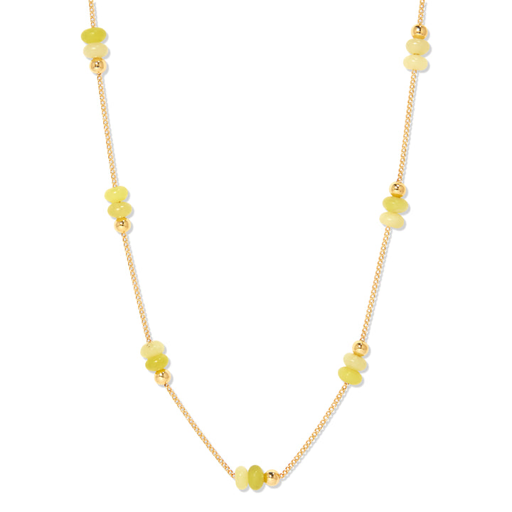 Gold Beaded Birthstone Necklace