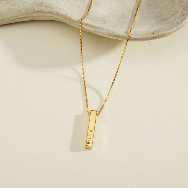 Engravable Vertical Name Bar Necklace