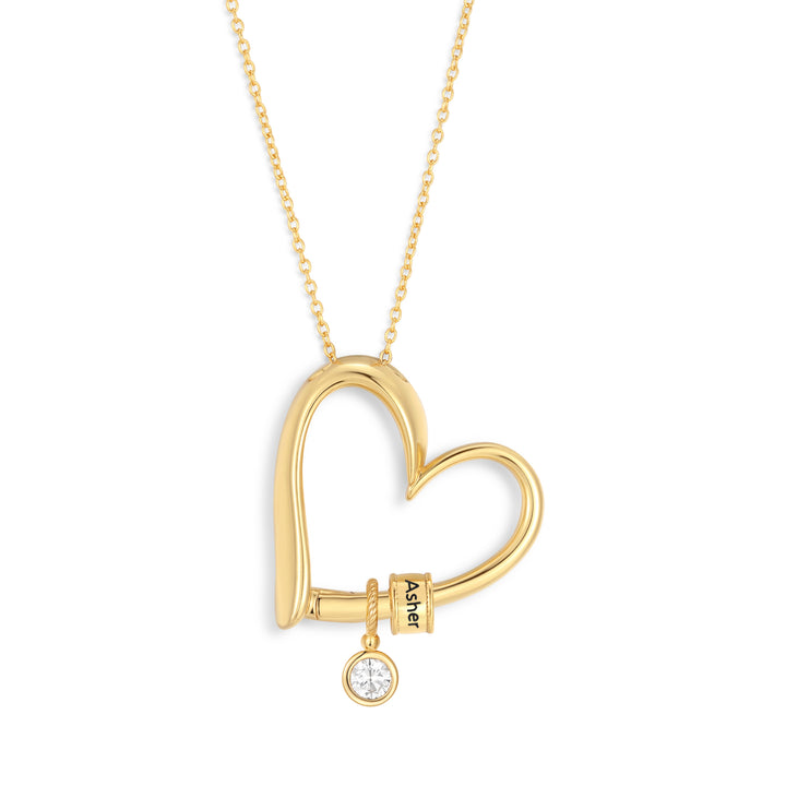 Engravable Name Open Heart Bead Necklace