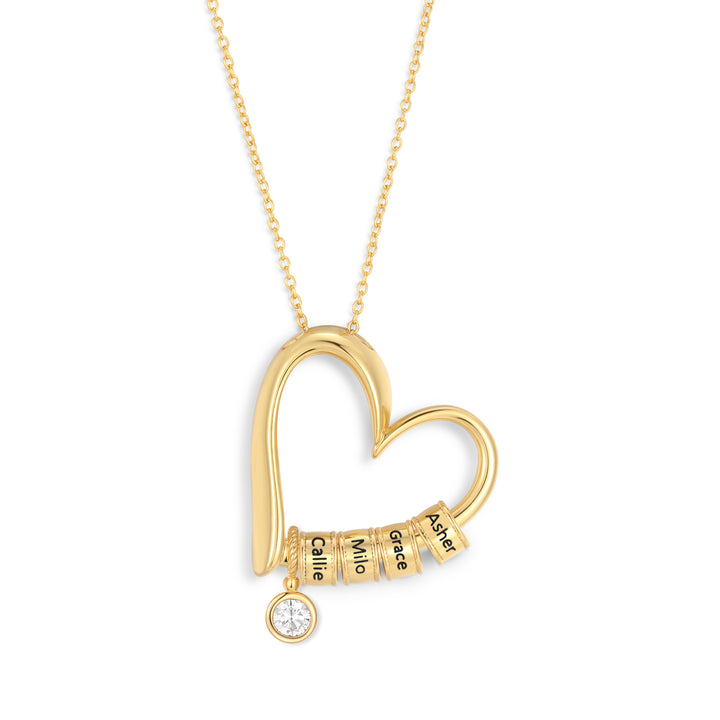 Engravable Name Open Heart Bead Necklace