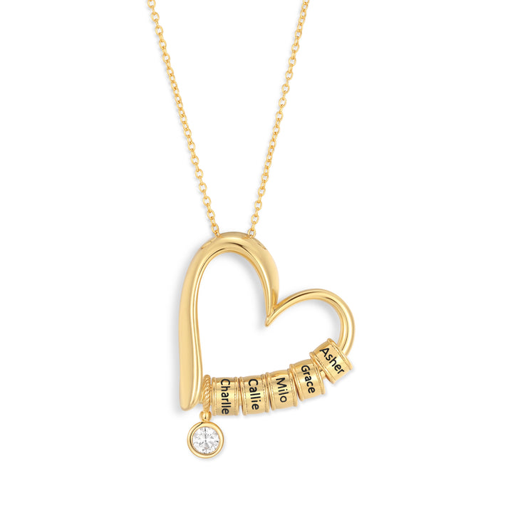 Engravable Name Open Heart Bead Necklace