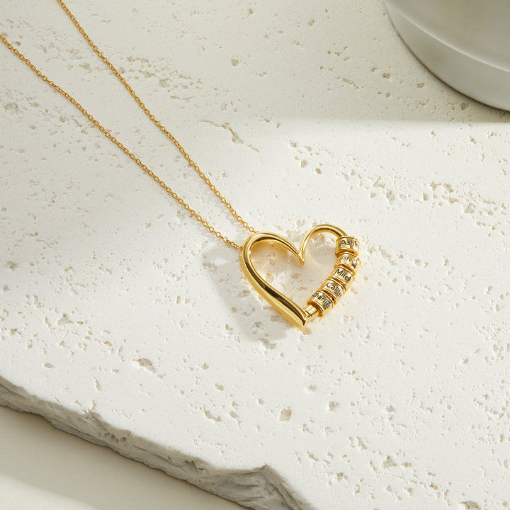 Engravable Open Heart Bead Necklace