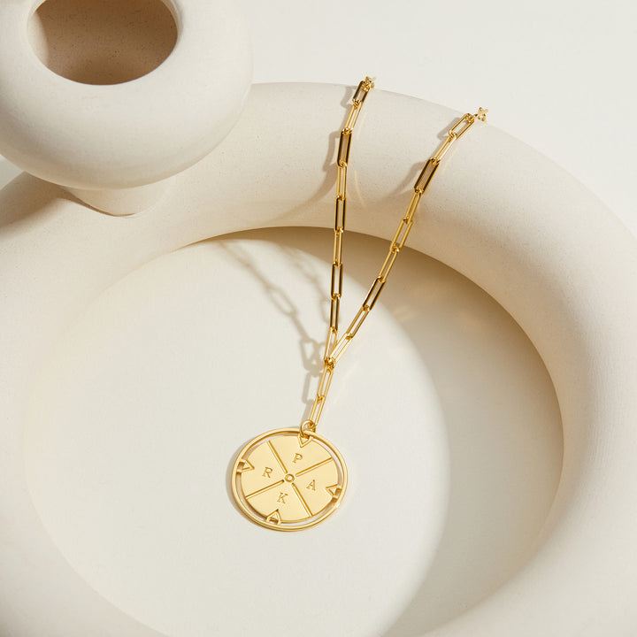 Engravable Matrix Compass Necklace