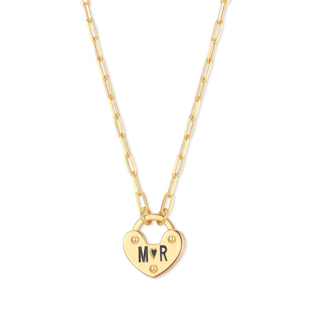 Engravable Couple Initial Heart Padlock Necklace – Mill Rock East