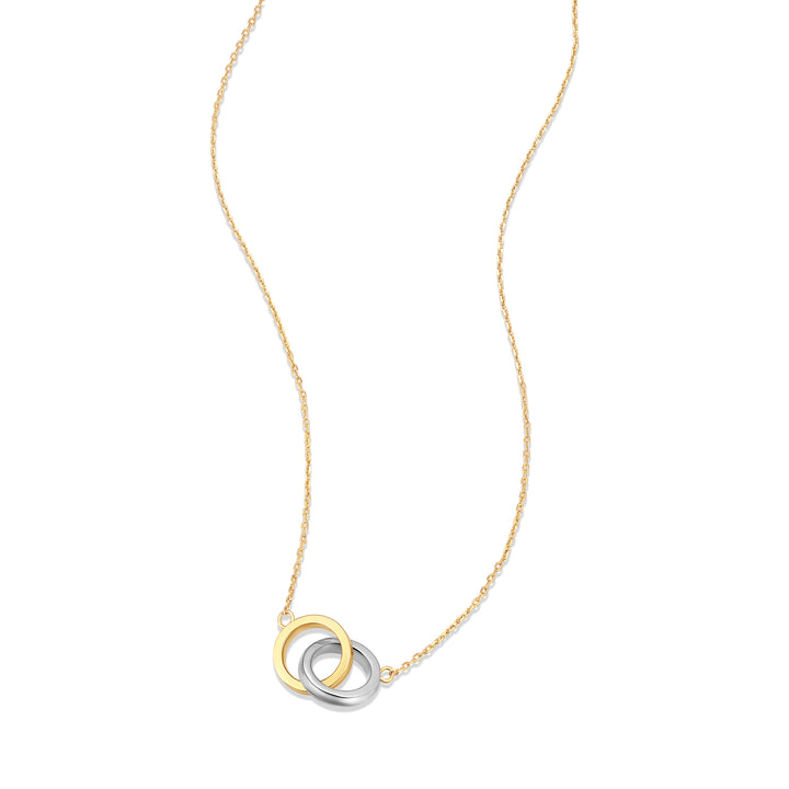 Sterling Silver Two Tone Interlock Ring Necklace