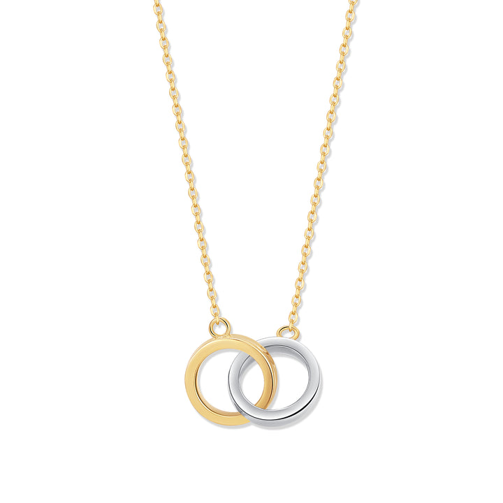 Sterling Silver Two Tone Interlock Ring Necklace