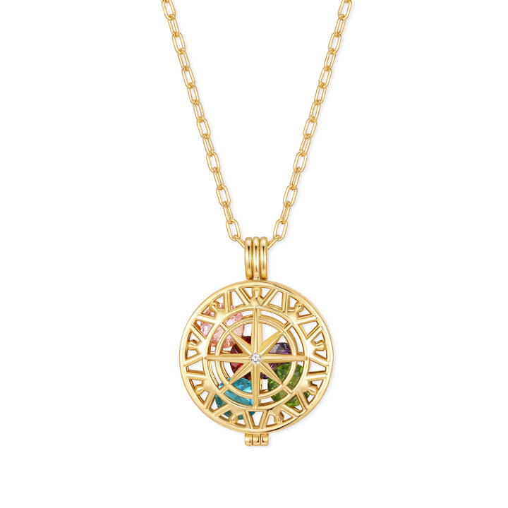 Custom Compass Birthstone Locket