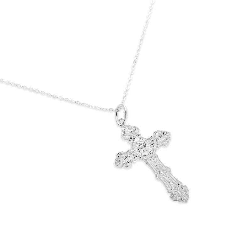 Ornate Vintage Style Sterling Silver Cross Pendant