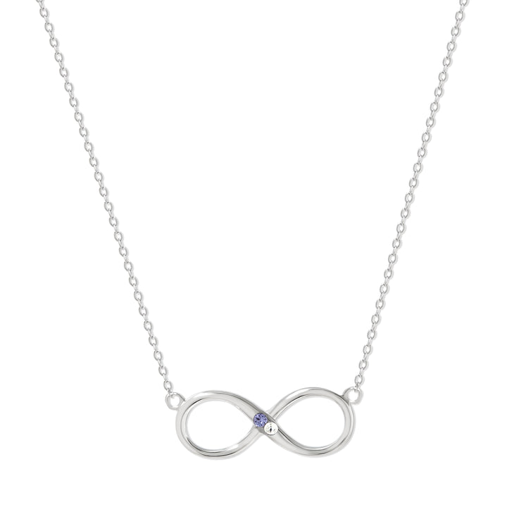 2 Stone Custom Sterling Silver Infinity Birthstone Necklace