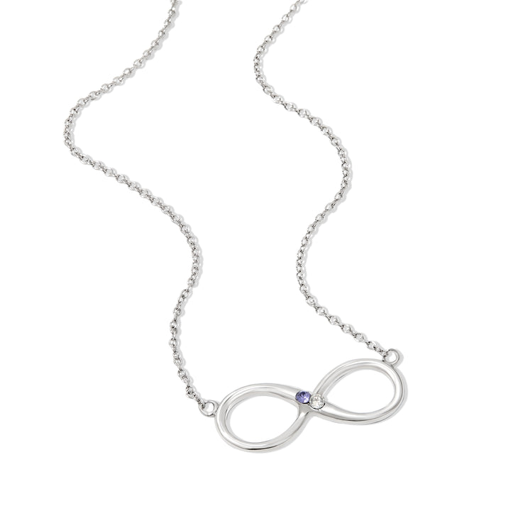 2 Stone Custom Sterling Silver Infinity Birthstone Necklace