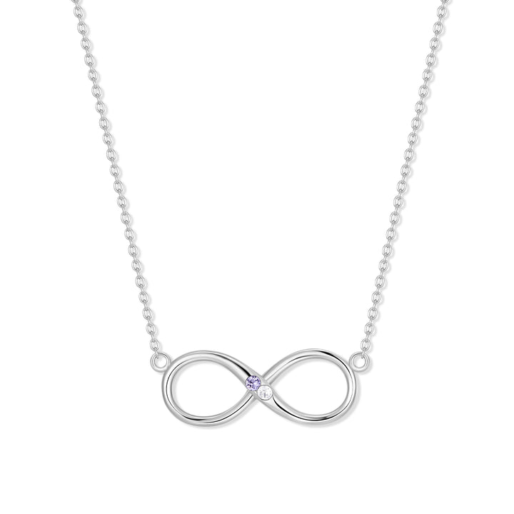 2 Stone Custom Sterling Silver Infinity Birthstone Necklace