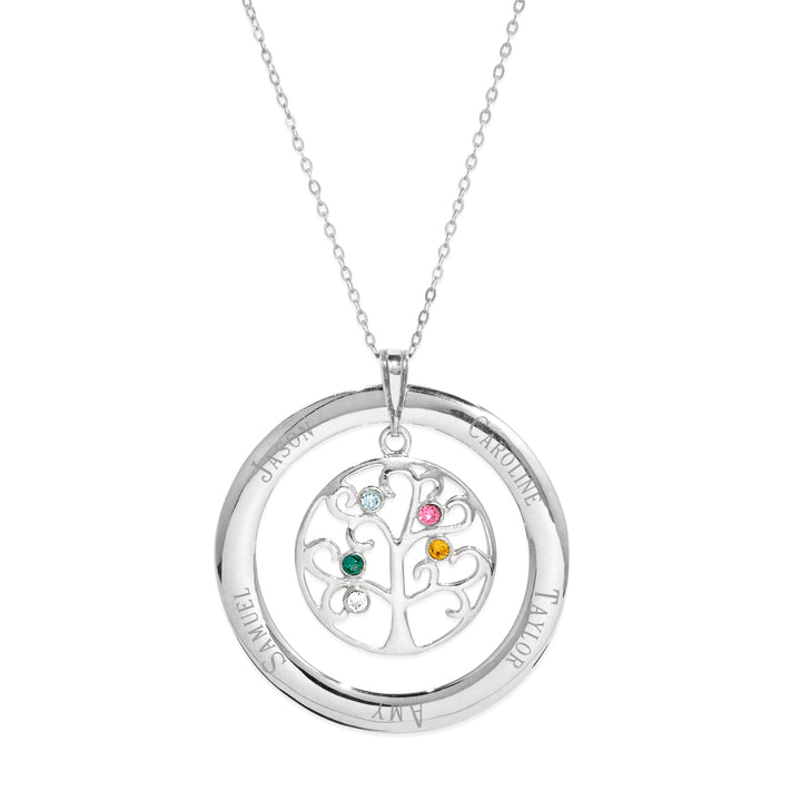 Personalized Birthstone Crystal Family Tree Pendant