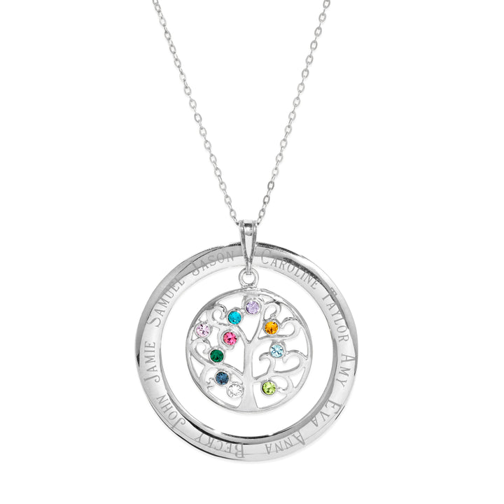 Personalized Birthstone Crystal Family Tree Pendant